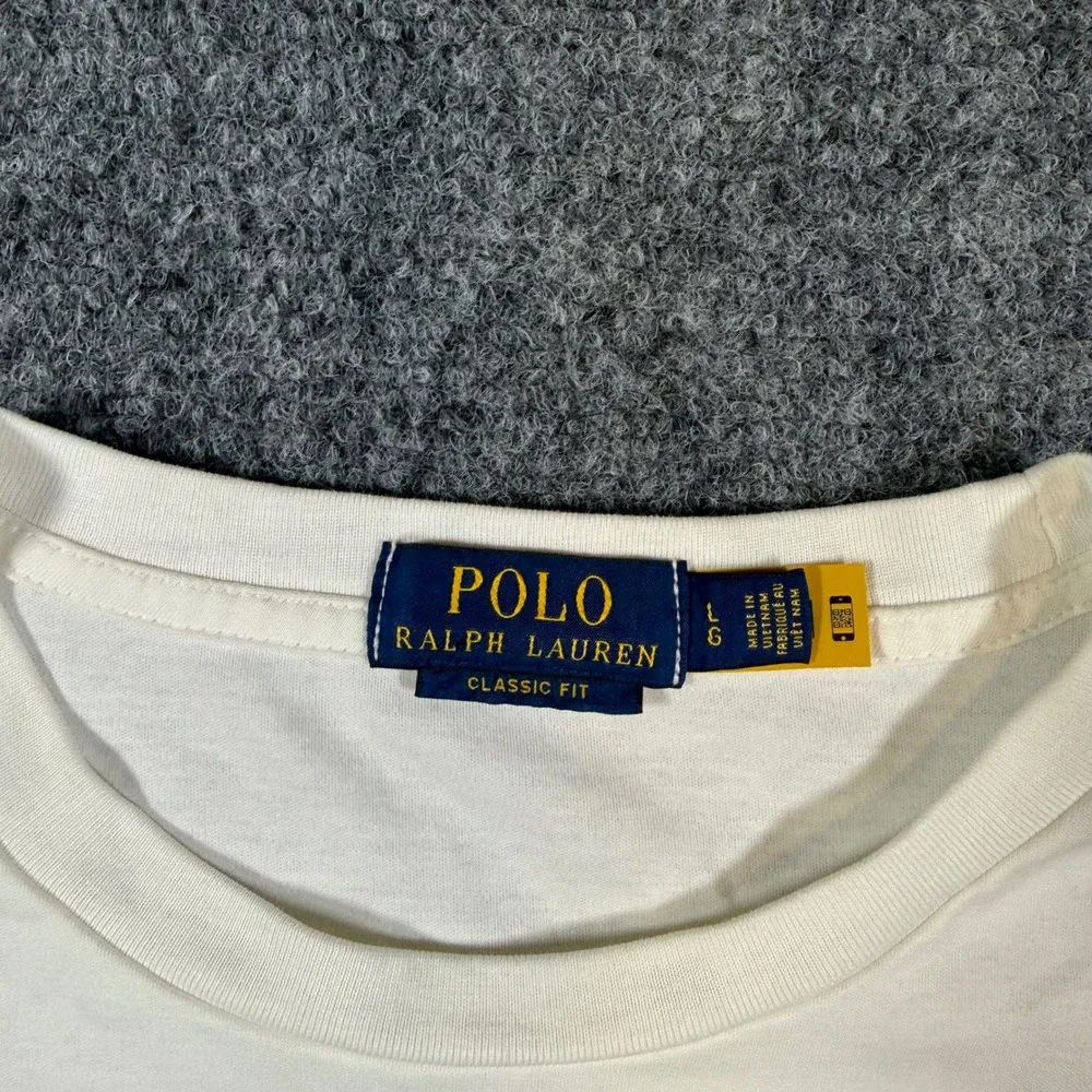 Polo Ralph Lauren Classic Fit Striped Long Sleeve T-Shirt Mens L White Navy